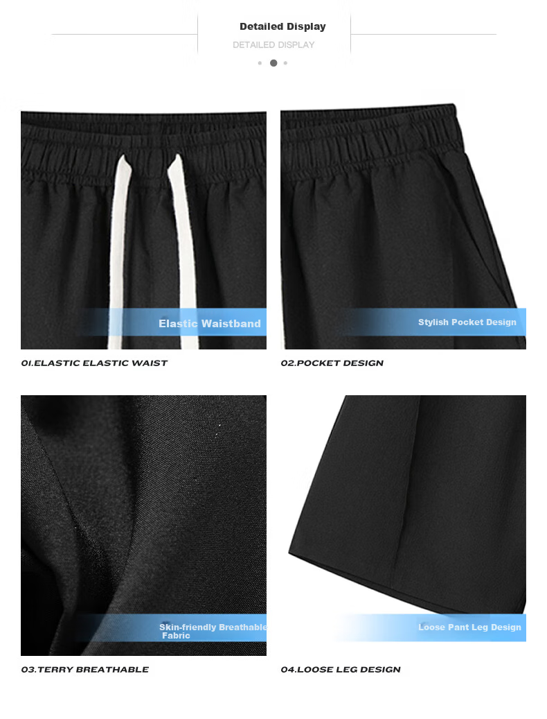 Huili Shorts, Summer Men's Ice Silk Five-Point Pants, Breathable Loose Trousers, Quick-Dry Casual Basketball Shorts, Black, Size L 9