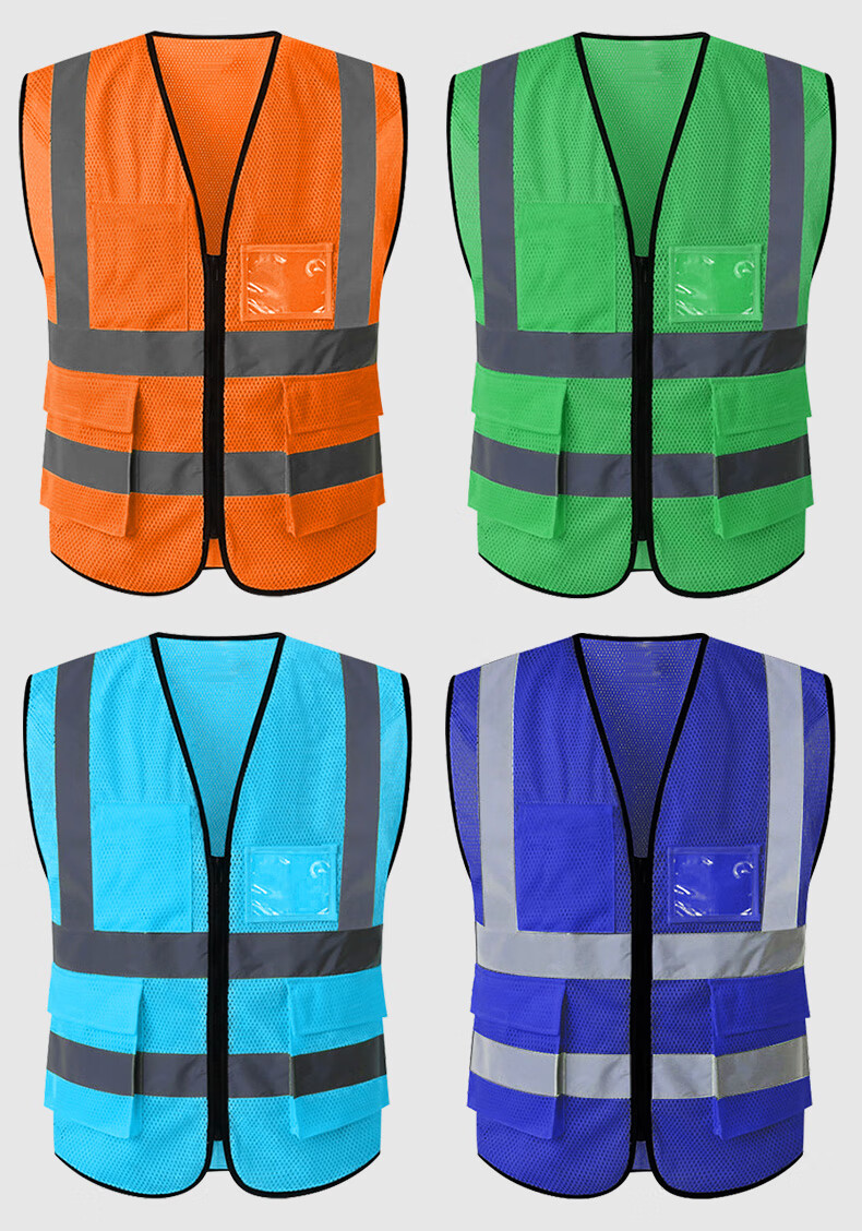 DOLNESRN Reflective Vest Large Size Multi-Pocket Breathable Red Safety Vest Construction Sanitation Work Traffic Night Cycling Vest 3XL 7