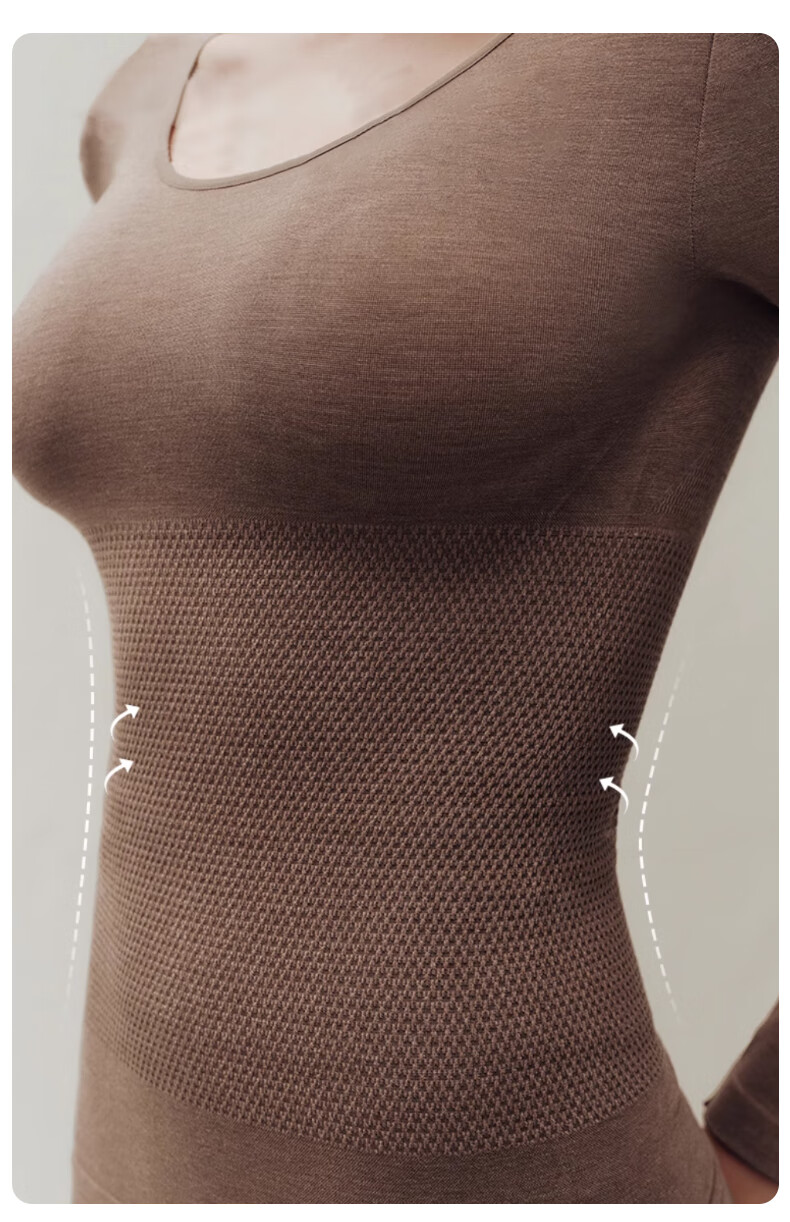 Avandi Women's Thermal Shapewear High Elastic Wool Base Layer Autumn Top and Bottom Set Seamless Slim Fit Warm Underwear 6