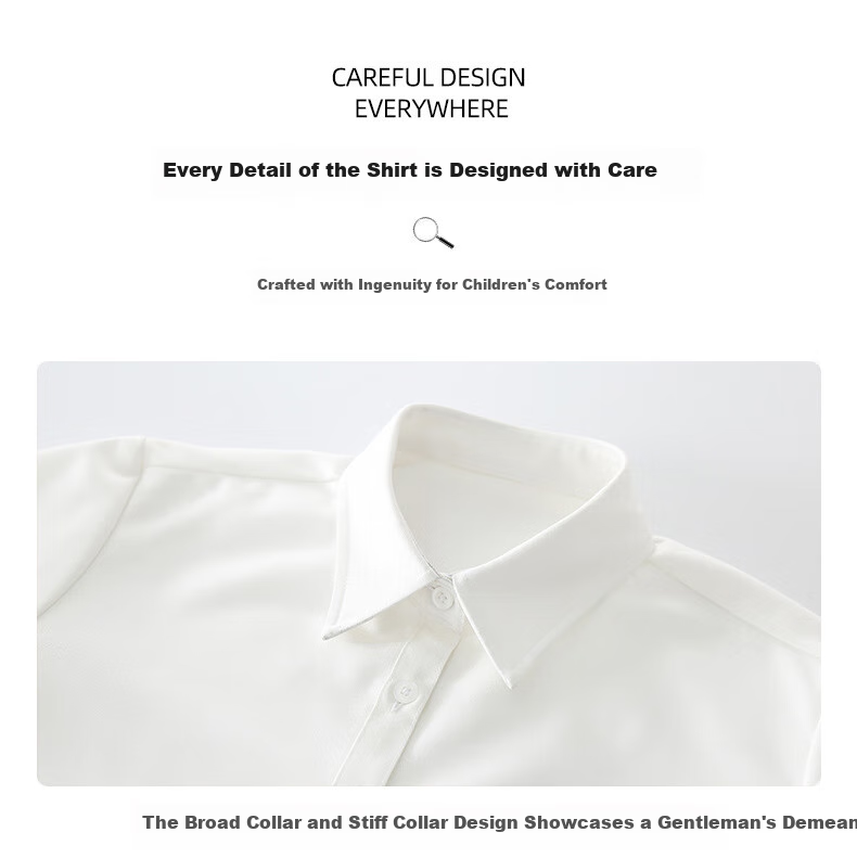 Yinuofang Children's White Long-Sleeve Shirt, Performance Costume, Undershirt for Boys, Shirt: White Long Sleeve, 150CM 7