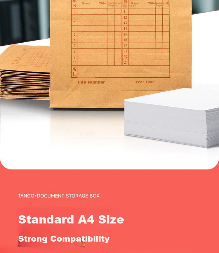 TANGO (TANGO) (TANGO) A4 Kraft Paper File Folders, Pack of 20, 200g Thickened 2.8cm, Rope Closure Office Use 1