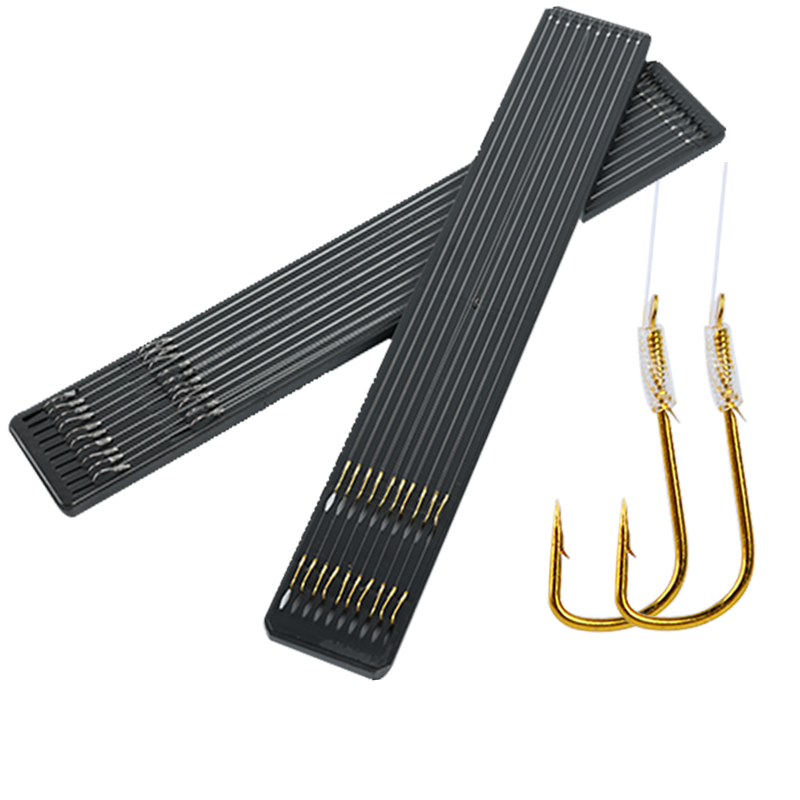 Femtosecond Ise Ni Double Hook Barbed Fishing Line No.4/1.5 [10 Sets] Double Hook Handmade Pre-tied Fishing Hooks Ready-to-Use Fishing Line Rig Taiwan Fishing Sub-line Set Accessories