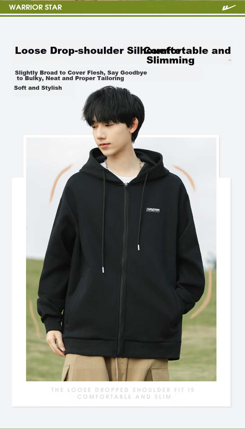 Warrior Hoodie Jacket for Men, Versatile Spring And Autumn Loose Casual Knit Cardigan Sweatshirt Sports Outerwear 10