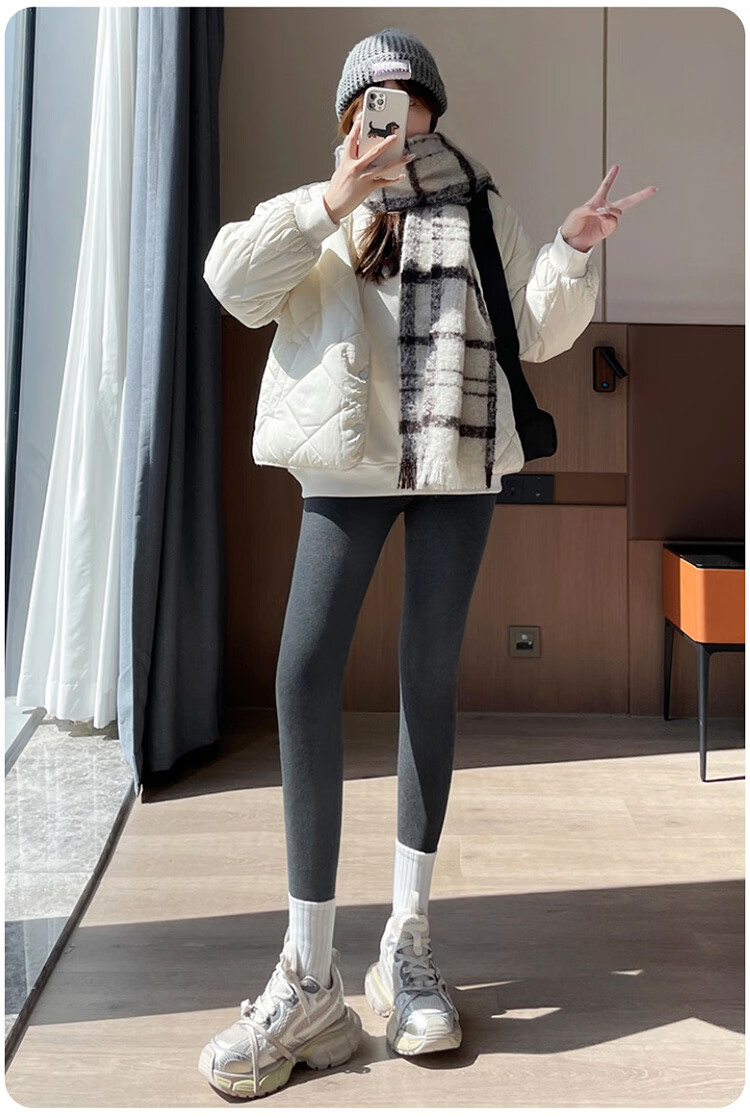 LangSha Women's Autumn Winter Fleece-Lined Thickened 300g Baby Velvet Warm Slim Fit Leggings 6