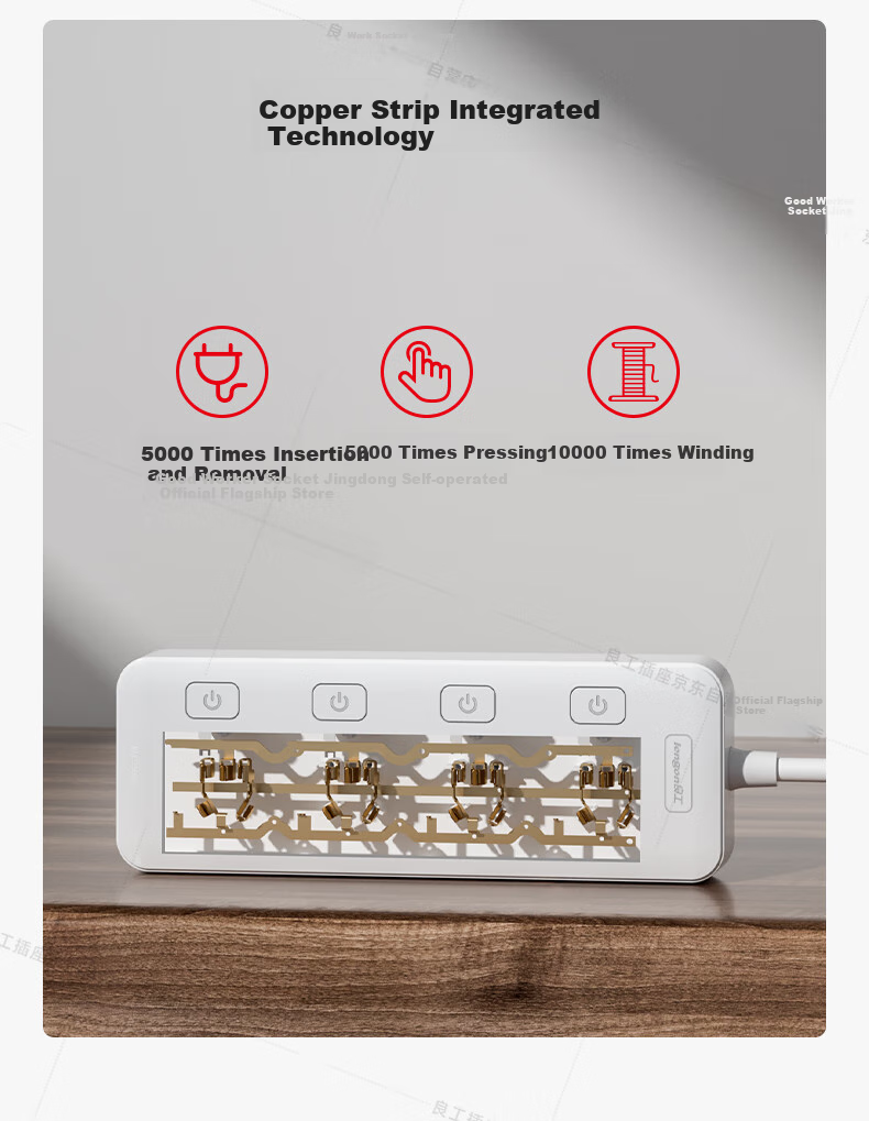 Lengon Two-Prong Power Strip with Two Outlets, Master Switch 6-Slot Socket/power Strip/extension Cord/minimal Portable Plug for Student Dormitory And Home Use N160-0.4 Meters 6