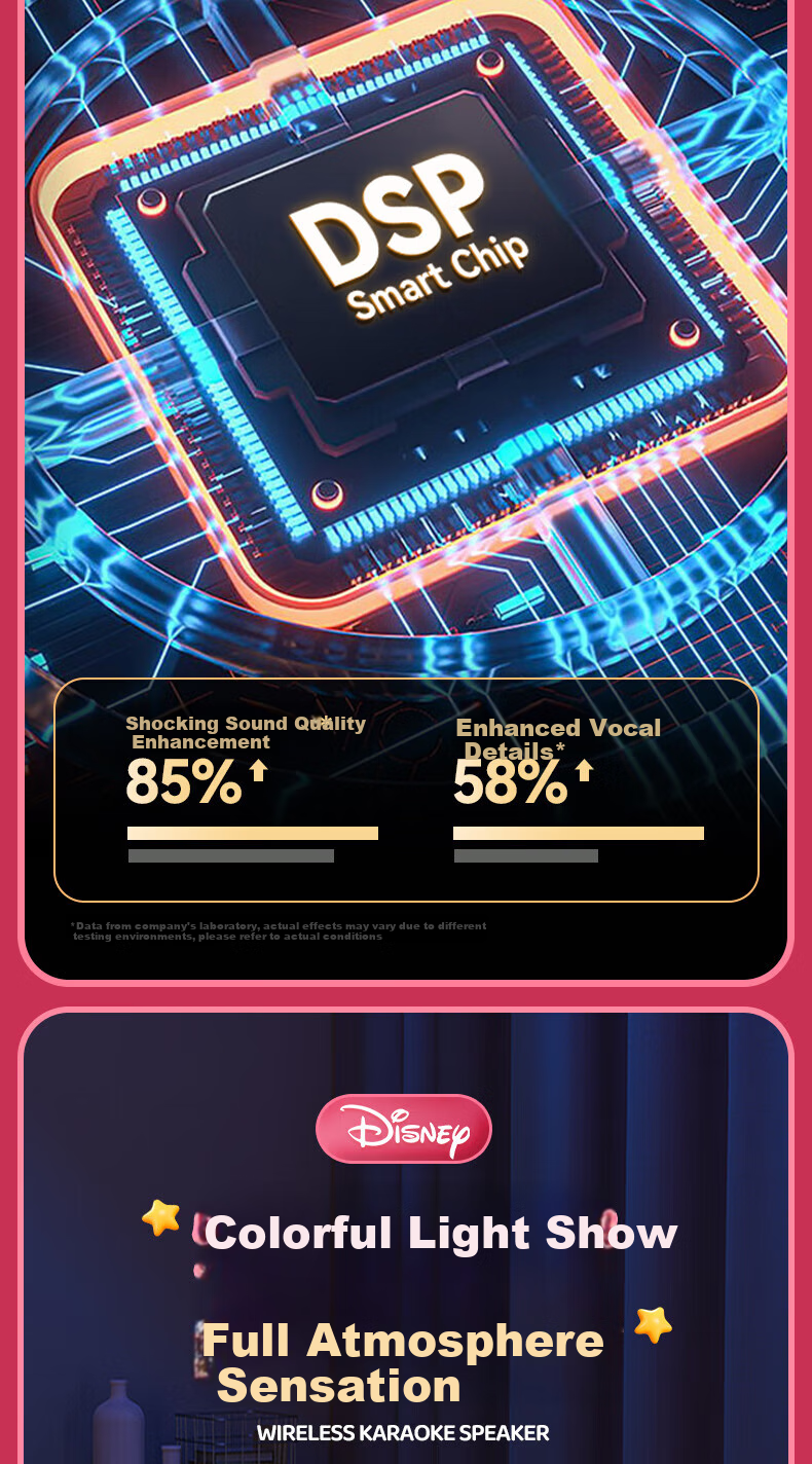 Disney Microphone Children's Toy, Birthday Gift for Girls Aged 7-14, Karaoke Mic with Bluetooth Speaker, Wireless, for Ages 8-12, 10 6