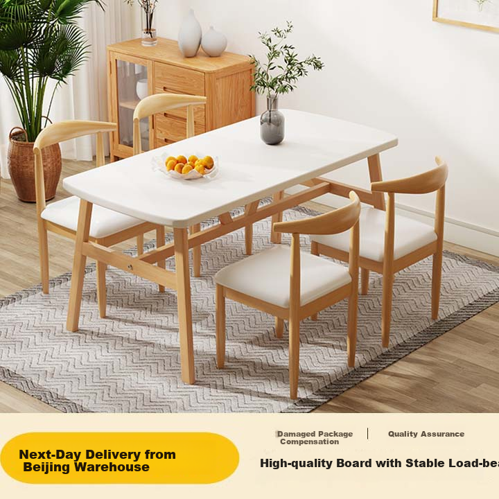 Qianxihuafu Dining Table, Light Luxury High-End Home Dining Table, Small Apartment Simple Table, Rental House Small Restaurant Table, Warm White Color, 100