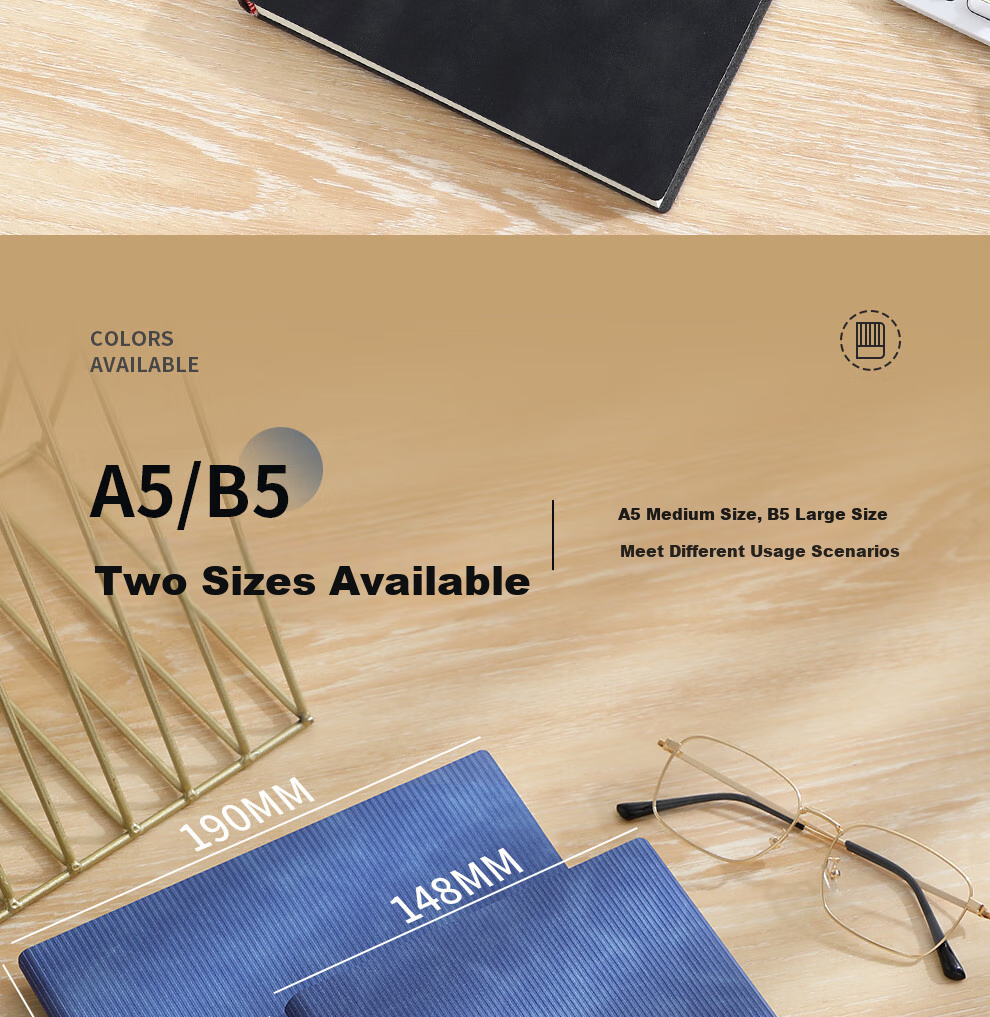 Zuolanzhe B5 Business Notebook, Stylish Customizable Soft Leather Cover Journal, Thick Stationery Notebook, Diary, Work Log, Meeting Record Book, Red 8