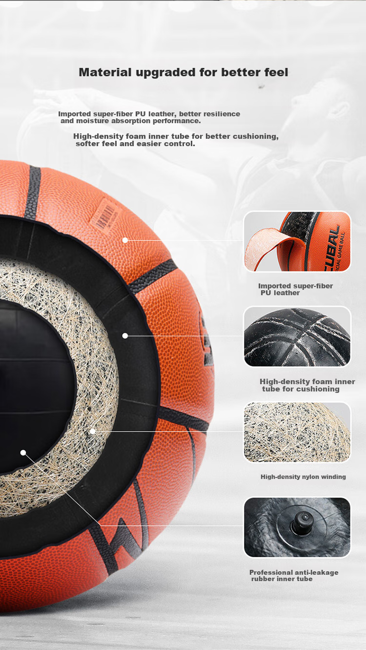 ANTA Basketball Size 7 ACE-600 Series CUBAL League Official Ball, Imported Microfiber PU Ball, Professional Competition Ball 5