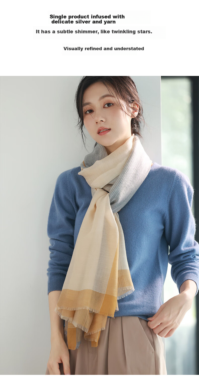 Hangsifu Pure Cashmere Scarf, Large Size Shawl, Outer Wrap Neck Scarf, Practical Gift for Mom on Holidays, Birthdays, And Mid-Autumn Festival 4