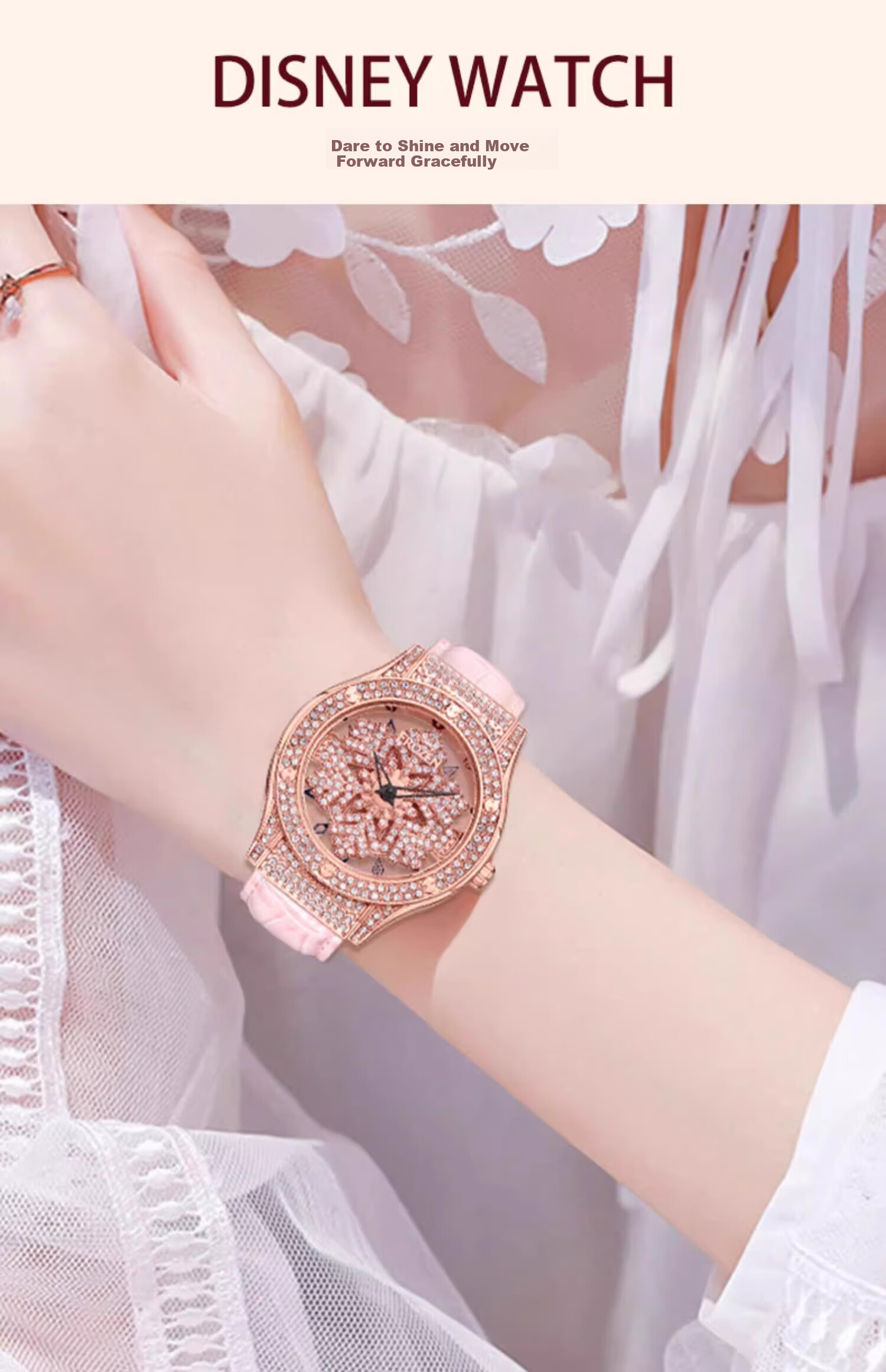 Disney Pentagram Women's Snow Goddess Quartz Watch Starry Sky Wristwatch Birthday Gift for Girlfriend 1