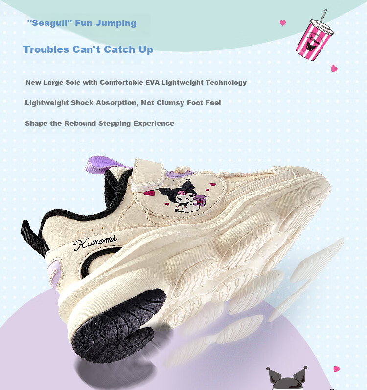 BALABALA Children's Shoes, Girls' Sports Shoes, Kuromi Autumn And Winter Dad Shoes, Sanrio Shoes, Fleece-Lined Fashionable Footwear 4