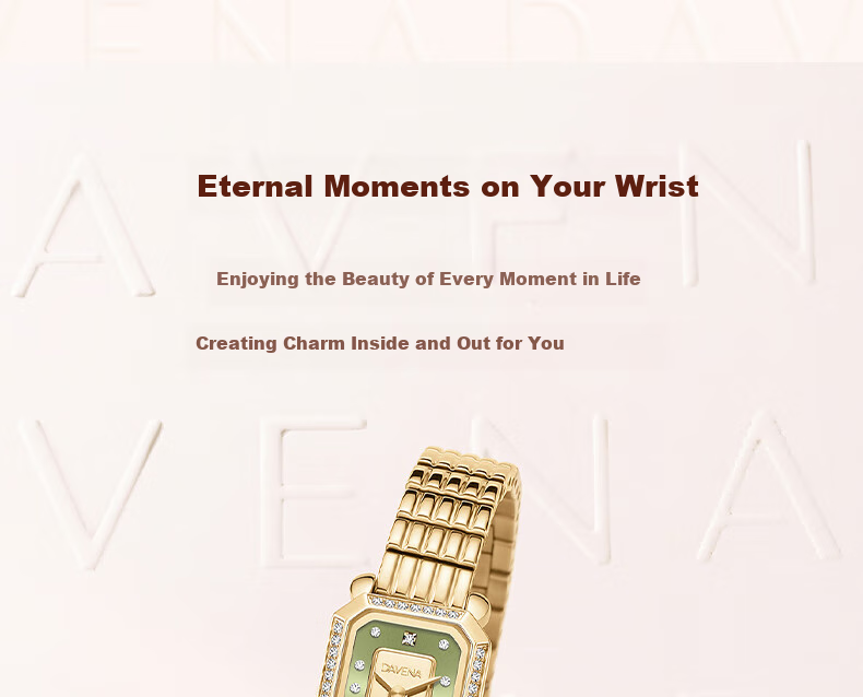 Davena Small Gold Brick Watch for Women, Small Dial Luxury Niche Birthday Gift for Girlfriend, Gold with Green Face 3
