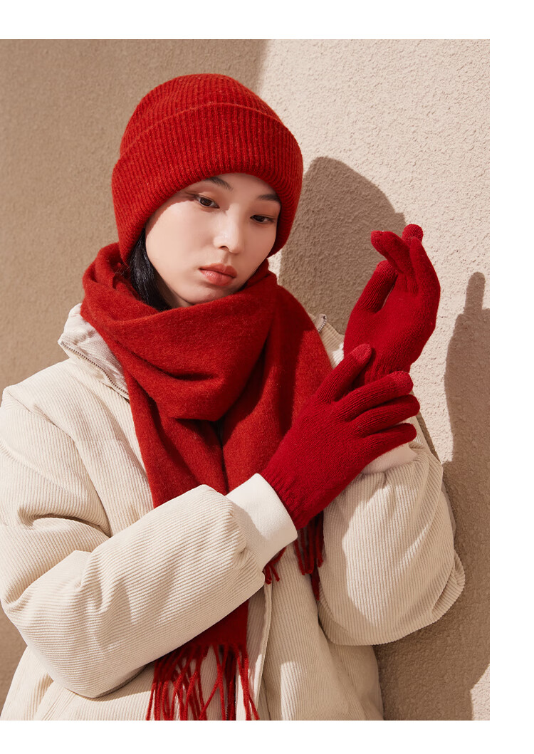 Hengyuanxiang 3-Piece Set Wool Scarf Women's Gloves Hat Christmas Birthday Gift for Girls Gift Box Set 2