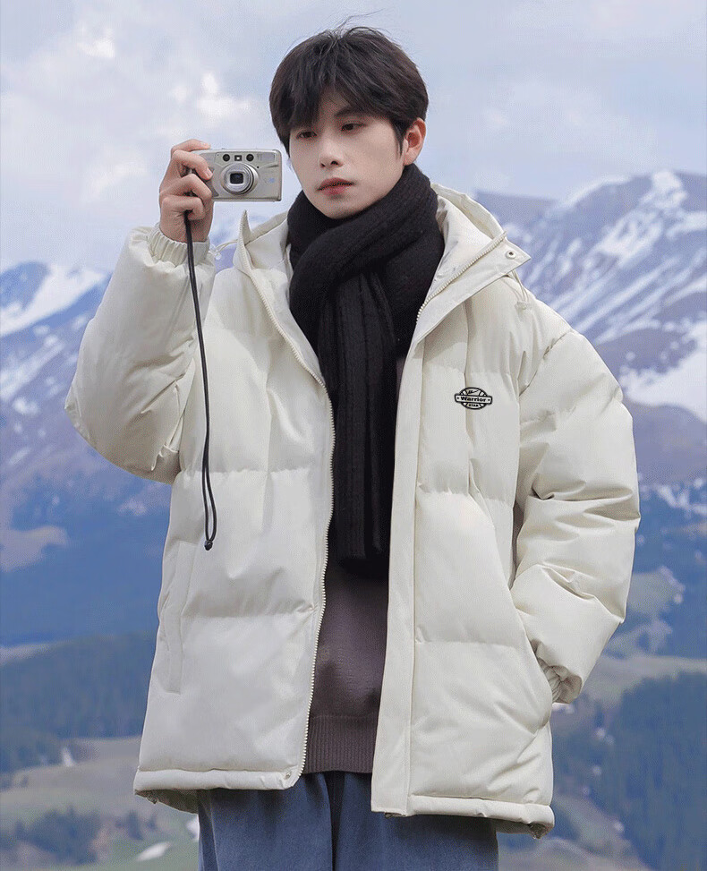 Warrior Men's Winter Hooded Thickened Cotton Jacket Cold-Resistant Warm Cotton Coat New Year Battle Robe Puffer Jacket 4