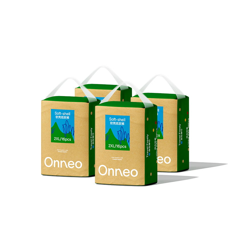 Onneo Angleo Softshell Mulberry Silk Diapers Baby Ultra-thin Breathable Soft Boxed 2XL Size 16 Pieces * 4 Packs