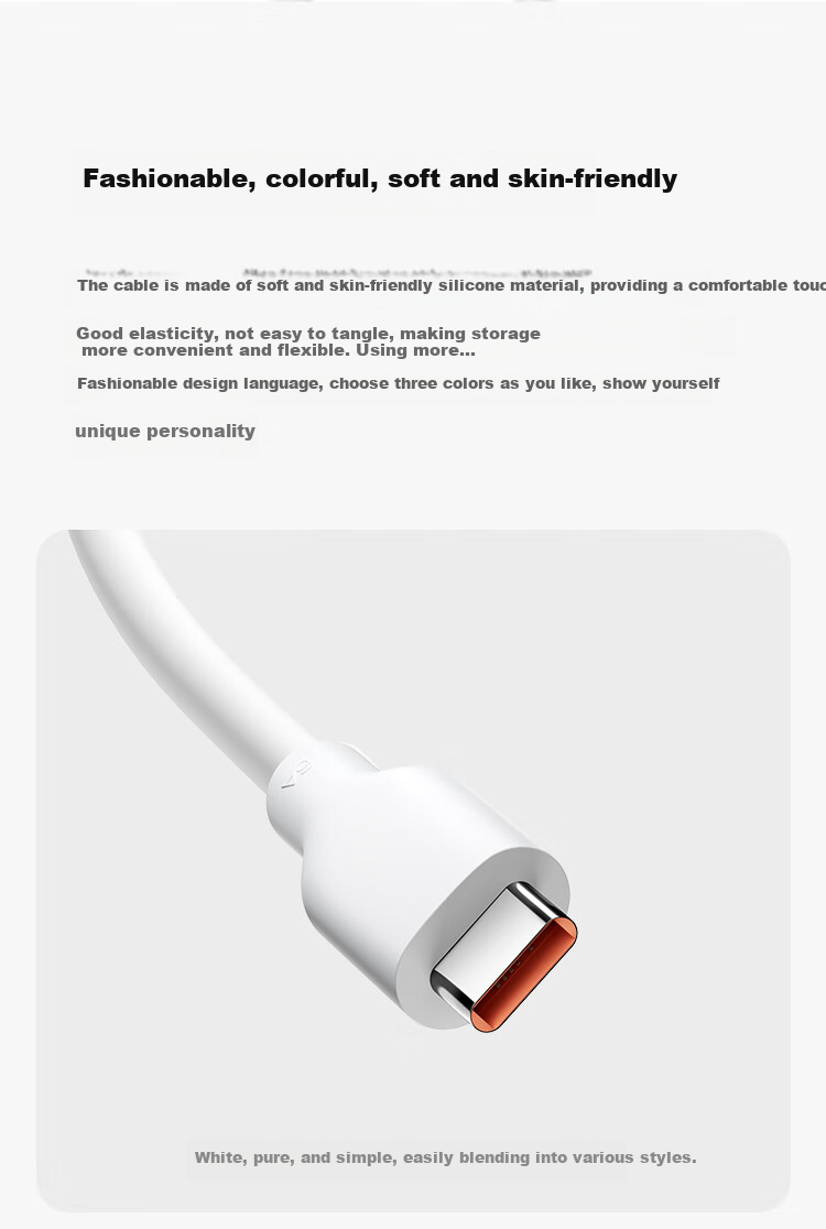 MI 6A Skin-Friendly Silicone Type-C to Type-C Fast Charging Data Cable, 2m, Blue 3