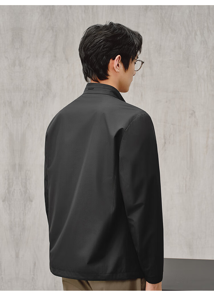 JD Original Stand-Collar Executive Jacket, Men's Coat for Spring And Autumn, New Style, Triple-Protection Business Casual Clothing, Men's Wear, Black, Size S 14