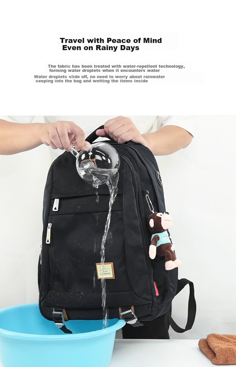 UNIVERSITY OF CAMBRIDGE Large Capacity Middle School Backpack for Boys And Girls, Multifunctional High School Backpack CA203 Black 3