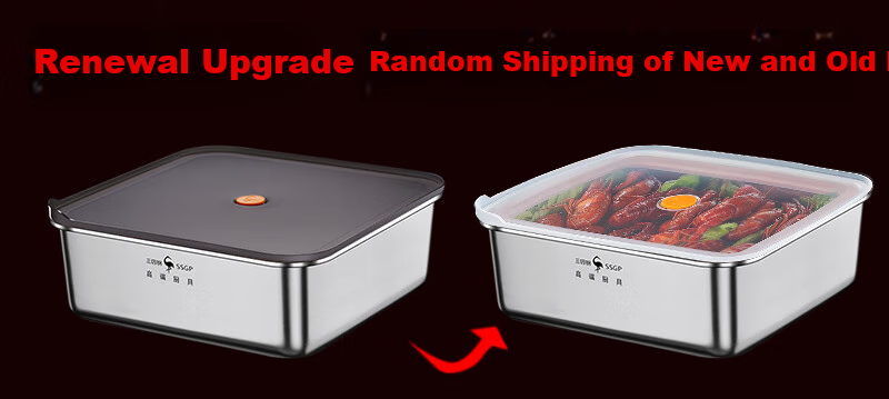 SSGP Stainless Steel Food Storage Container, 316L Food-Grade Lunch Box, Sealed Refrigerator Organizer Tray with Lid, Square Pan, 4800ml 1