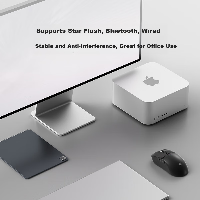 Беспроводная мышь JD Original M7 Star Flash, три режима подключения (проводной/Bluetooth/2.4G), легкая, черная