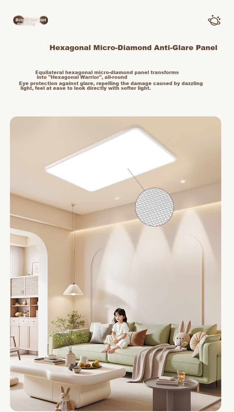 NVC Living Room Ceiling Light LED Smart Full Spectrum Eye Protection Anti-Glare Ultra-Thin Future Light MuYu PRO with Installation Package 10