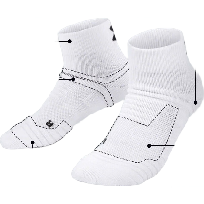 Under Armour Sports Socks [3 Pairs Black White Gray] Running Badminton Socks Unisex Odor-Resistant Sweat-Absorbing Basketball Socks