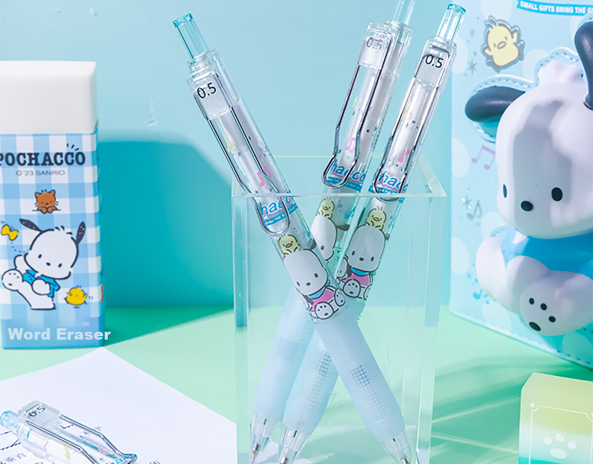 IiGEN Mechanical Pencil Stationery Sanrio Elementary School First Grade 0.5mm Soft Rubber Grip Low Center of Gravity Not Easily Broken Pencil School Supplies Essential Mechanical Pencil Pochacco One Piece 9611 2
