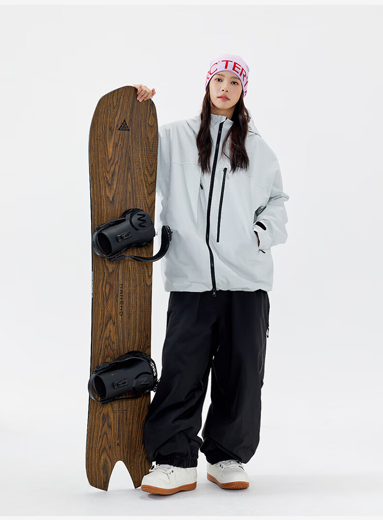 NANEN Women's 3L Fully Taped Waterproof Loose Fit Professional Thickened Snowboard Pants, Black, M 26