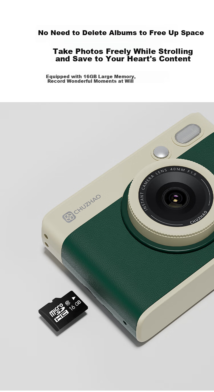 Chuzhao D1Pro Instant Camera, Student-Specific Photo Printer, Retro Portable Instant Camera with Storage, Birthday Gift for Boyfriend 13