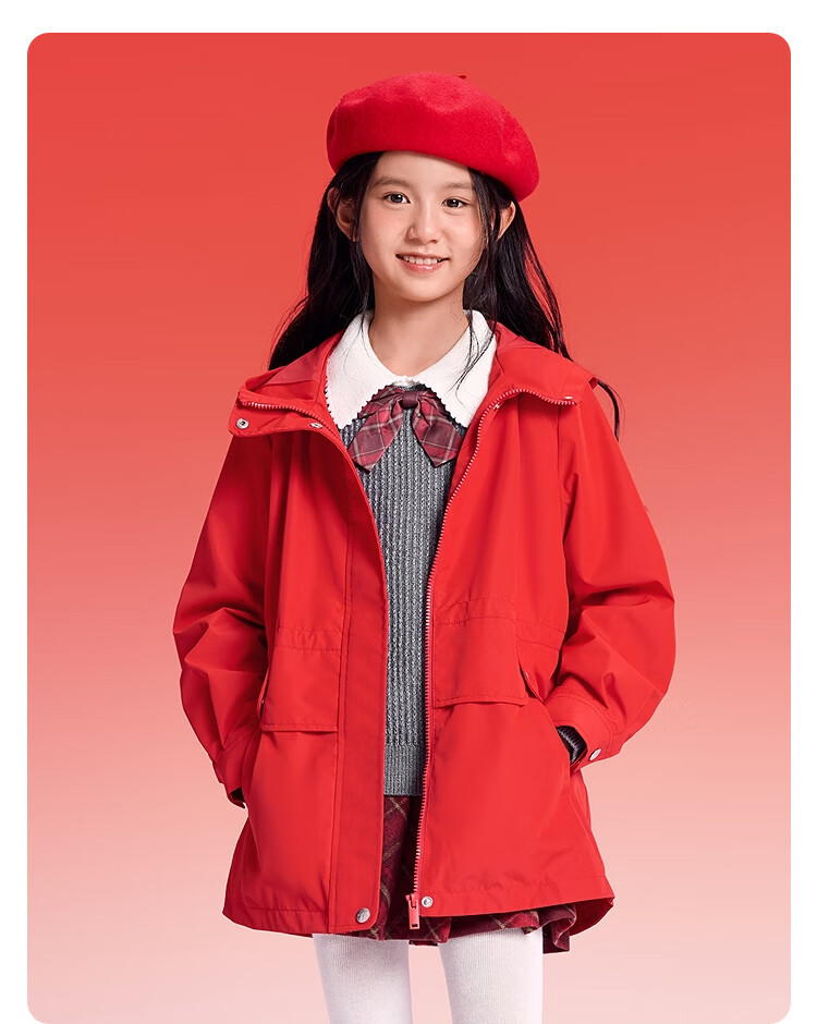 BALABALA Kids Girls' 2025 New Spring Fleece Three-Protection Two-Piece Set New Year Festival Outfit Sweet Style 5