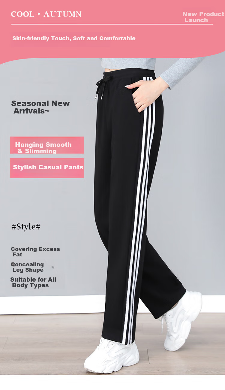 TUCANO Women's Casual Pants, Cotton Comfortable Fashion Versatile Straight-Leg Slimming Sports Trousers, Women's Clothing, Black, L 1