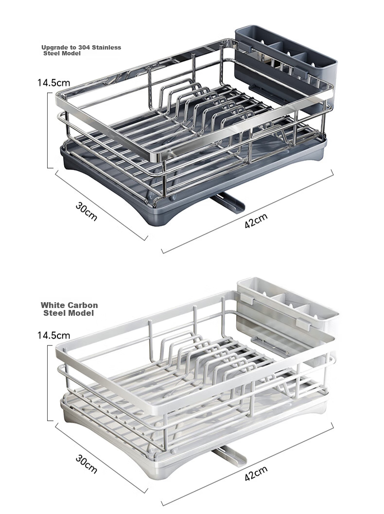 Shuaishi Kitchen Storage Rack, Draining Dish Rack, Bowl And Plate Drainer, Utensil Organizer Box, Dish Rack, Draining Shelf 21