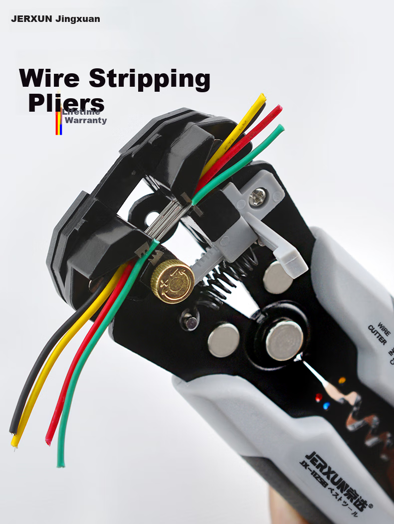 JERXUN Automatic Wire Stripping Pliers, Electrician's Wire Stripper, Wire Cutter, Terminal Crimping Pliers, Multifunctional Fiber Optic Cable Stripping Pliers 1