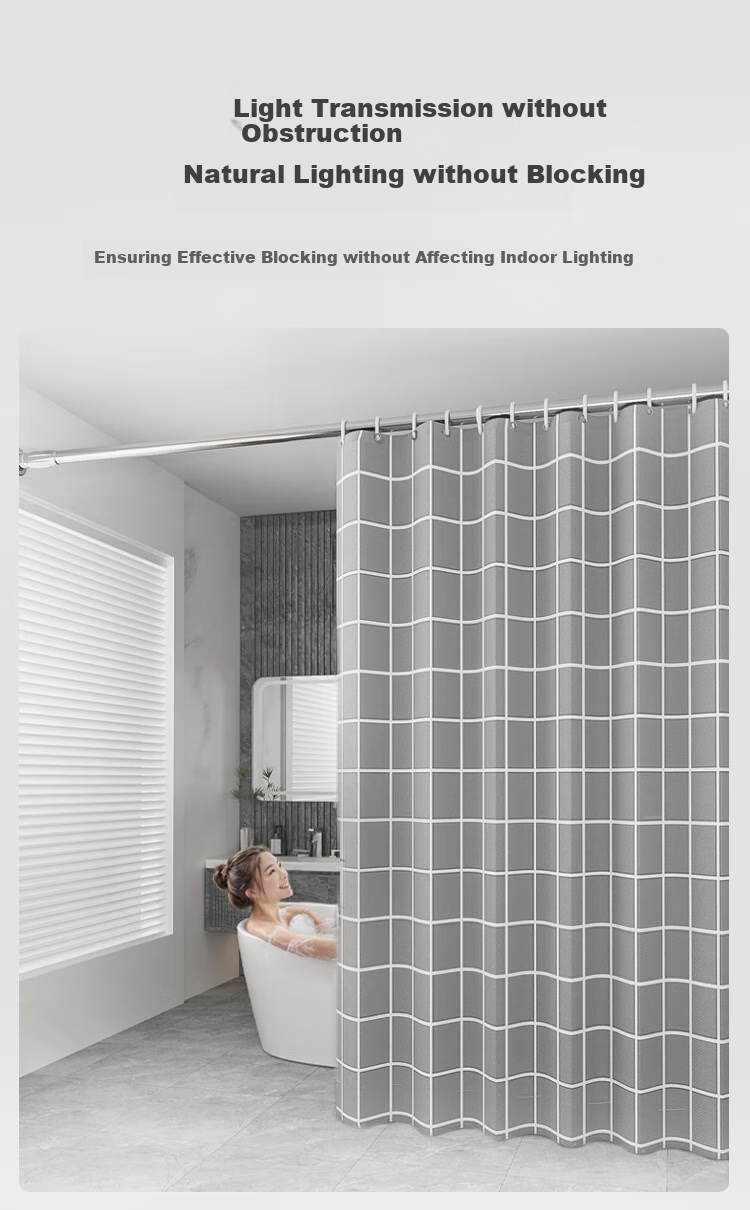 JD Original Polyester Shower Curtain, Thickened Wide Waterproof Anti-Mold Light-Blocking Bathroom Partition Curtain for Shower Room, 200*180cm 7