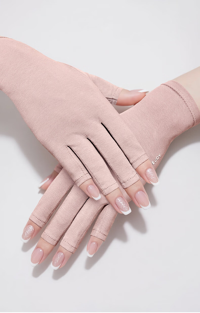 GOLOVEJOY Nail Gloves Women UV Protection Anti-Blackening Sunscreen Radiation Cooling Antibacterial Half-Finger Gloves Black 4