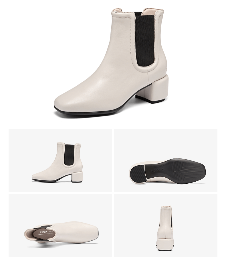 ECCO Winter New Mid-Heel Short Chelsea Boots British Style Square Toe 290993 Black Size 38 8