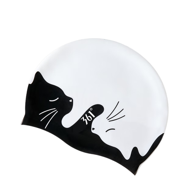361° Women's Silicone Swim Cap for Long Hair, Waterproof, Ear Protection, Large Size, Cartoon Design, No Hair Pinching