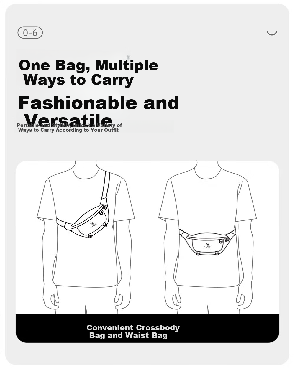 CAMEL Outdoor Multifunctional Sports Waist Pack, Large Capacity Morning Jogging Chest Bag, Running Phone Pouch, 574C635624, Milk White Color 7