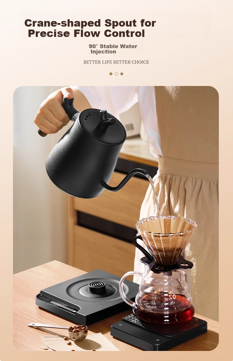 TEOTM Pour-Over Kettle, Electric Heating Temperature-Controlled Pour-Over Kettle with Ear Handle And Long Spout, Constant Temperature Tea Pot, Electric Hot Water Kettle 6