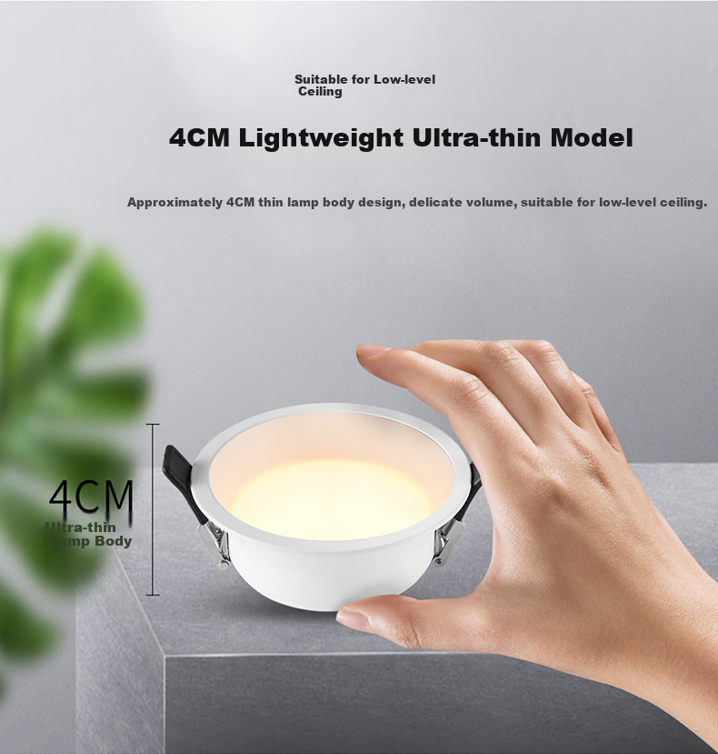NVC LED Downlight for Living Room, Bedroom, Hallway, Recessed Narrow Edge Full Aluminum Spotlight, 7W Tri-Color Ra95 [Miyue] 10