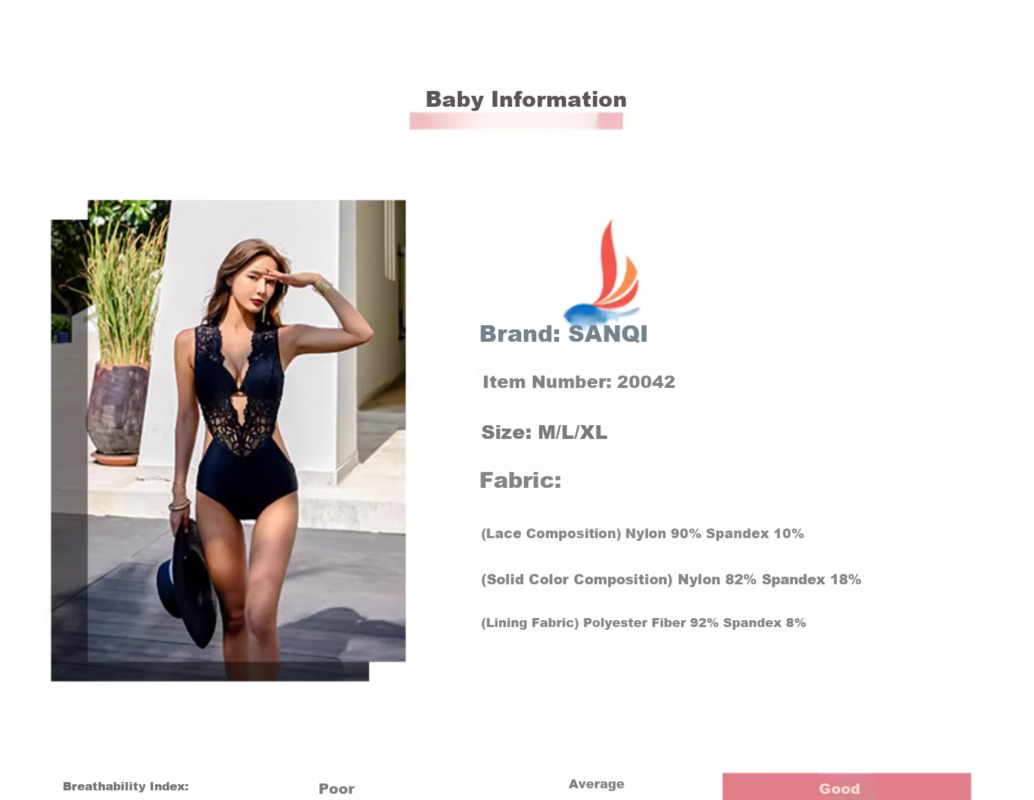Sanqi One-Piece Swimsuit, Women's Bikini, Sexy Triangle Lace, Push-Up for Small Chest, Beach And Hot Spring Swimwear, 20042 Black XL 4