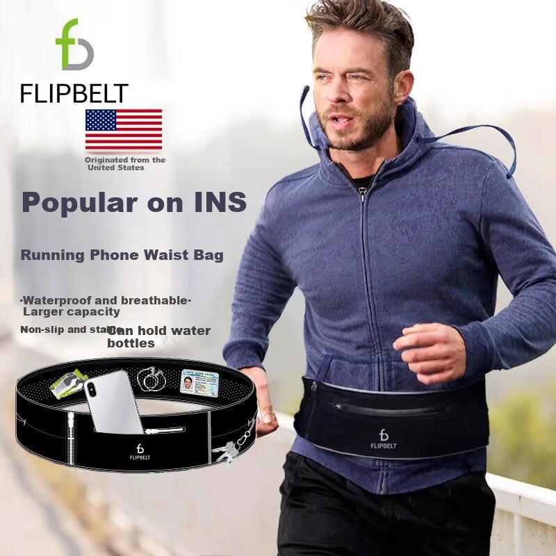 Flipbelt [Elite Waist Pack] Men's And Women's Splash-Resistant Sports Running Phone Armband, Invisible Night Running Fitness Gear, Classic Black XS