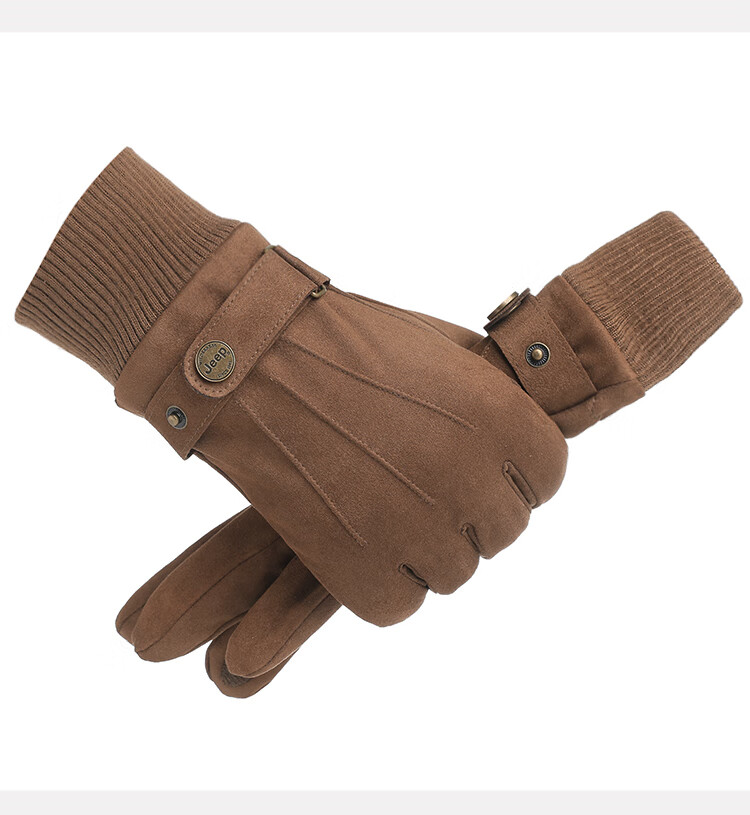 JEEP Winter Men's Fleece-Lined Thickened Leather Touchscreen Riding Gloves Windproof Warm Motorcycle Gloves 19