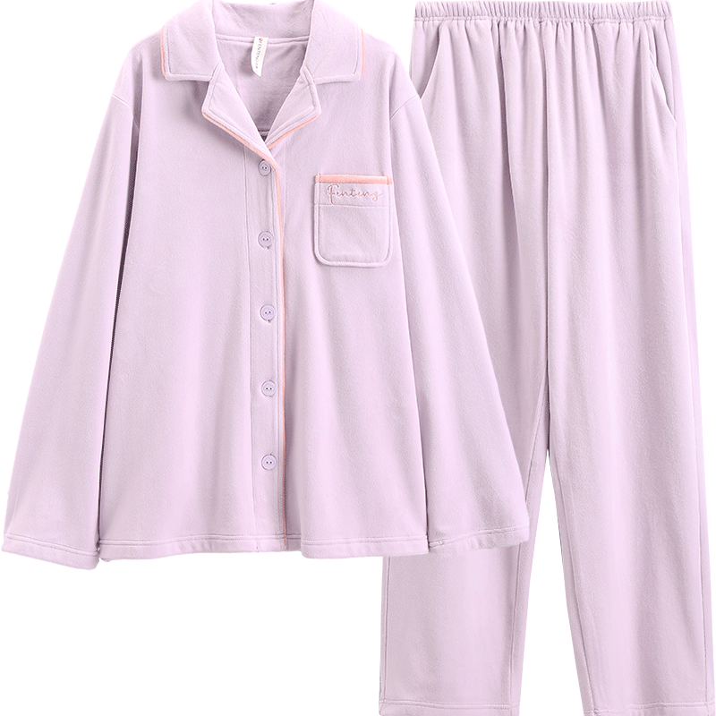 Fenteng Island Fleece Couple Pajamas Autumn Winter New Warm Women's Set Anti-Static Thick Coral Fleece Homewear for Men
