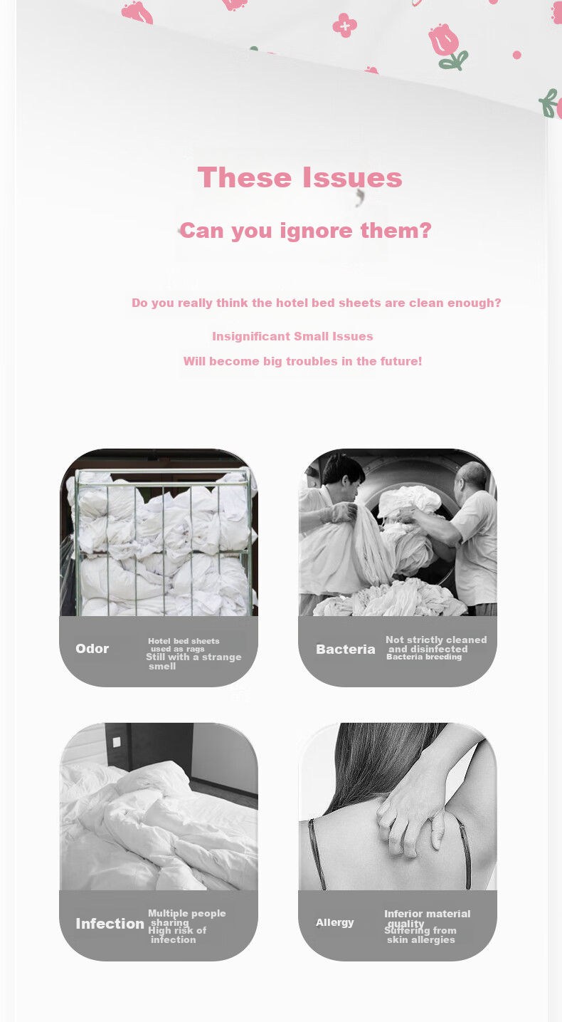 Koudailvxing Disposable Bedding Set, Includes Bed Sheet And Duvet Cover, for Travel And Hotel Use, Printed Four-Piece Bedding Set 2