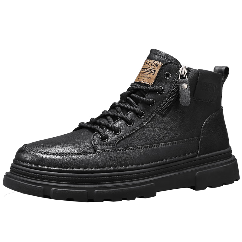 Eierkang Men's Cotton Shoes British Style Martin Boots Casual High-top Sneakers Retro Fashion Work Boots Trendy Thick-soled Shoes for Men