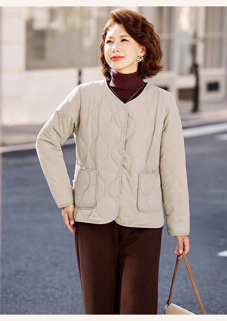 Past Winter New Fleece-Lined Warm Cotton Jacket Fashionable Homewear Thick Mom's Cotton Coat Black 2XL 9