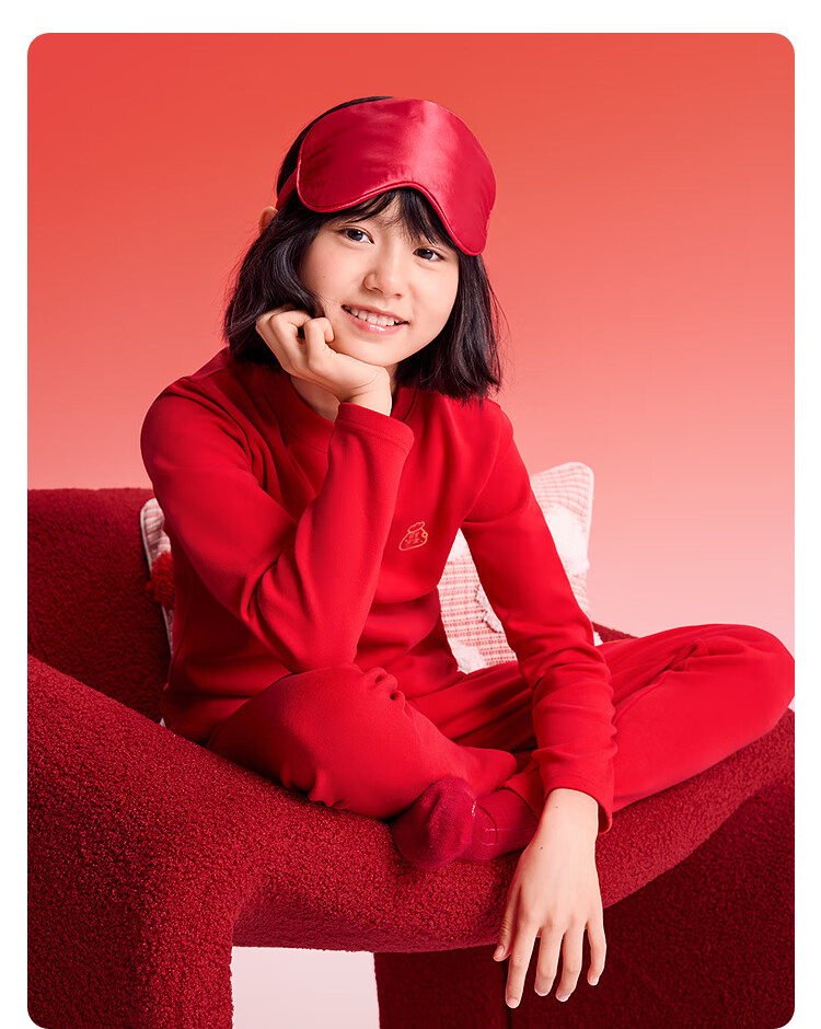 Balabala Kids Children's Underwear Set Girls 2026 New Spring Red Pajamas Sleepwear Baby Autumn Clothes New Year 3