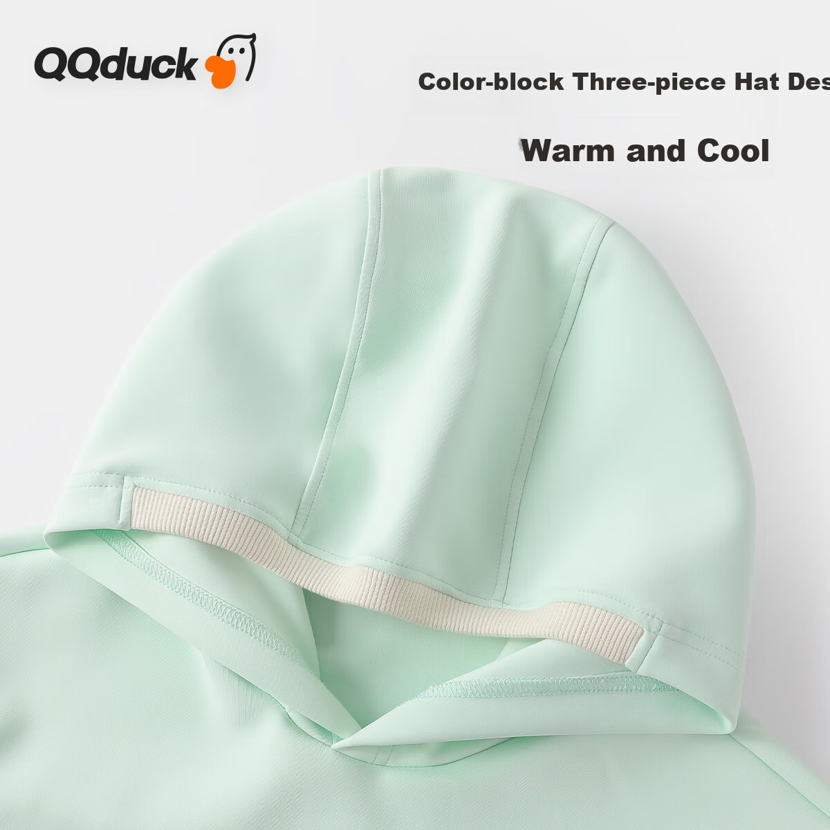QQ DUCK Girls' Sweatshirt, Children's Autumn Hooded Top, Youth Outdoor Comfortable Sportswear, Light Blue; 160